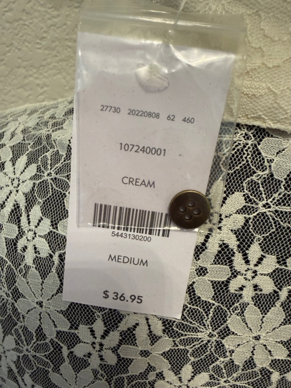 Willow & root Women's Ivory Lace Button-Front Blouse - L - Picture 9 of 9